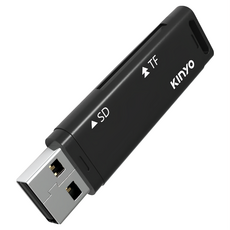 Kinyo 雙槽迷你讀卡機 18 x 9 x 62mm 8g, KCR-218, 黑色, 1個