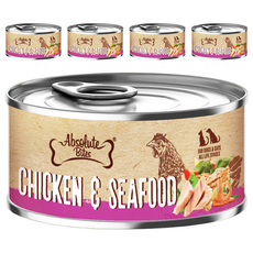 Absolute Bites AB饗食無穀低敏罐, 雞肉 + 海鮮, 80g, 5罐