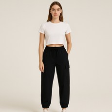 엘리가모 여성용 베이직 9부 카고팬츠