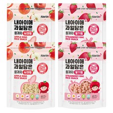 Naeiae 水果風味木糖醇米圈圈組, 蘋果口味+草莓口味, 4包