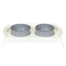 카르노코리아 반려동물 반원 흘림방지 식기테이블 2구 FREE, 그레이, 1개