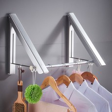 Masyatu 可折疊壁掛式折疊衣架 40cm, 銀色, 1個