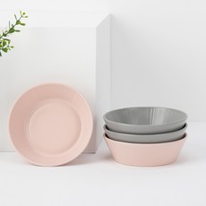 Bloom at home 素色陶瓷餐碗, 1套, 淺灰色 2p + 迷霧玫瑰 2p