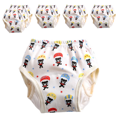 加厚6層學習褲/尿布褲 加厚檔片吸水性強 保持乾爽 純棉材質柔軟親膚 舒適透氣 鬆緊設計自由調整 貼合身形, 110碼(11~16kg), 跳傘小熊 白色, 6件