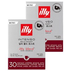 illy 意利 Intenso即溶咖啡隨身包, 1g, 30條, 2盒