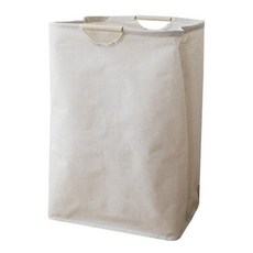 日系摺疊洗衣籃 可水洗 棉麻材質, 無印風 米白色, 小款(36L)