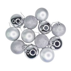 摩達客 耶誕霧亮混款電鍍球24入吊飾組 聖誕樹裝飾球掛飾, 6cm, 銀色, 1組