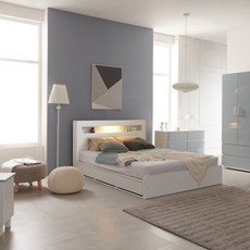 크렌시아 오로라2 LED 멀티수납 침대 + 본넬매트리스 방문설치, 화이트