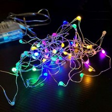摩達客 50燈LED大頭銅線燈串彩色燈 USB電池盒兩用充電, 透明 + 黃色 + 綠色, 1件