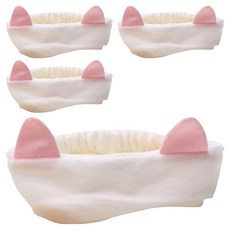 FUZZ 貓咪洗臉髮帶, 4個, 白色