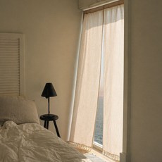 PLENO 分離式遮光窗簾 + 伸縮桿, 條紋米色