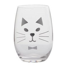 Homely Zakka 西班牙小貓杯 高12cm 寬8cm 容量約420ml 無鉛玻璃, 銀色, 1個