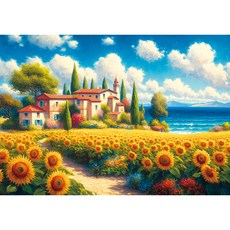 Let's Puzzle 風景拼圖 盛夏綻放的向日葵饗宴, 1000件, 1個, 混合色