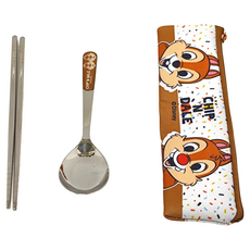 OTTO 崴昇 奇奇蒂蒂 潛水布不鏽鋼餐具組 304不鏽鋼 尼龍布, 湯匙 + 筷子 + 布包, 1組