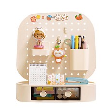 Market Plan 桌上型洞洞板站立式收納板抽屜盒 單層抽屜款, 1個, 象牙白