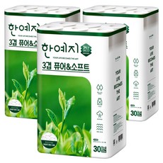 Hanyeji Pure&Soft 天然紙漿 3層衛生紙, 3個, 30入