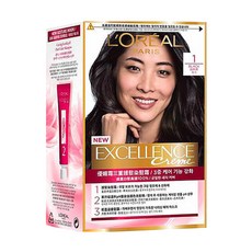L'OREAL PARiS 巴黎萊雅 優媚霜三重護髮染髮霜 Excellence Creme 顯色敷用劑72ml+護髮染髮霜48ml+溫和PH值染後護色洗髮精12ml+輕盈滋養髮膜40ml+染髮梳+手套, 1 自然黑, 1盒