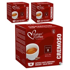 ItalianCoffee Dolce Gusto咖啡機適用Cremoso咖啡膠囊, 7g, 16顆, 3盒