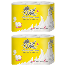 春風 捲筒式花紋衛生紙 270張, 6捲, 2袋