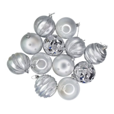 摩達客 耶誕 80mm 亮面電鍍球吊飾組 Set 12個 聖誕樹裝飾球掛飾, 銀色, 1組
