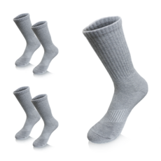 COMPRO 男士運動中長筒雙層緩衝機能襪5雙組, 1套, 灰色 + 灰色