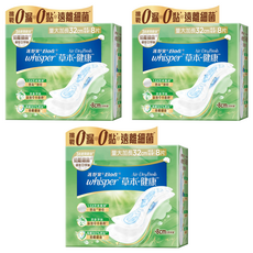 whisper 好自在 台灣公司貨 Air Dry Fresh 草本健康衛生棉, 量大加長型 32cm, 8片, 3包