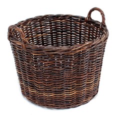 簡約風格藤柄編織圓形收納籃, 自然棕色 (S701), 1個