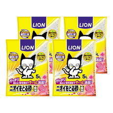 LION 獅王 超凝結除臭貓砂 花木香, 礦物質, 強力除臭, 5L, 4袋