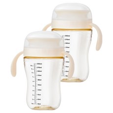 아띠래빗 유아용 흘림방지 360도 자기주도컵, 300ml, 2개, 화이트