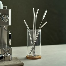 에스테반호프 스텐 스트로우 커브형 22.5cm 2p + 커브형 30cm 2p + 세척솔 세트, 1세트, 4개입