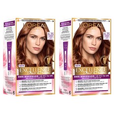 L'OREAL PARiS 巴黎萊雅 優媚霜三重護髮雙管染髮霜 輕鬆補染局部蓋白 省用量 升級養護配方, 6.35 琥珀棕, 2組