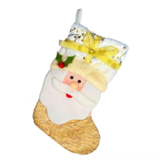 摩達客 繽紛金系聖誕襪-聖誕老公公款, 金色, 1個