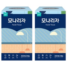 모나리자 천연펄프 미용티슈 2겹, 300매, 6개