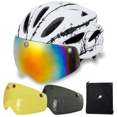 KELIMA 自行車護目鏡安全帽+護目鏡 3入, 白色 黑色