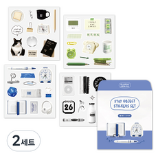 DASH&DOT Stay Object 可撕除封口貼紙 4款組合, 2套, 混合色