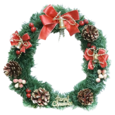 摩達客 可愛蝴蝶結聖誕花圈 台灣手工組裝 11吋, 紅金色系, 1件