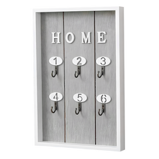 WE CHAMP 歐式創意鑰匙圈收納掛架, MDF密集板材質, 尺寸20*30*3CM, 原木灰色, 1個