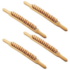 룻츠 마사지 나무 스틱 소, 4개, 우드 네츄럴