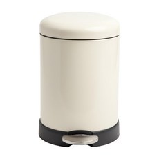 HOLA 和樂家居 奧可利緩降踏式霧面金屬垃圾桶, 圓形米白色