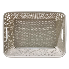 GINII 基尼 北歐編織系列 收納籃 長方高 象牙白, M(38.9 x 28.2 x 18cm), 1個