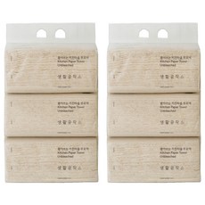 Saengong 生活工作所 無漂白抽取式廚房紙巾, 100張, 6包