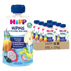 HiPP 喜寶 生機水果趣 蘋梨火龍果 1歲以上, 100g, 8包