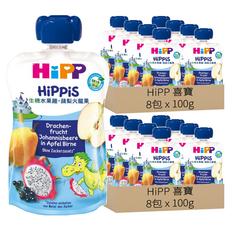 HiPP 喜寶 生機水果趣 蘋梨火龍果 1歲以上, 100g, 16包