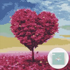 Artjoy DIY 珠寶十字繡套裝帆布 25 x 25 厘米, 愛情樹 1, 1套