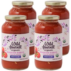 Wild Harvest 爐烤大蒜義大利麵醬, 4個, 680g