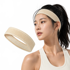 마라나타 스포츠 땀흡수 운동용 헬스 요가 머리띠 미끄럼방지 헤어밴드, 베이지, 1개