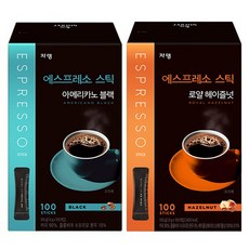 에스프레소스틱 아메리카노 블랙 1g 100p + 로얄 헤이즐넛 1g 100p, 1세트