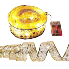 聖誕佈置 LED絲帶燈串 電池款 5cm x 5m, 暖光, 1條