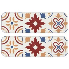 TROMSO 珪藻土長方形吸水杯墊 拉絲打磨表面 圓角設計, 7 x 22 x 1cm, F 花磚, 2個