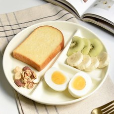 Homely Zakka 北歐啞光釉陶瓷分隔餐盤 211餐盤 直徑20x2.5cm 奶油色/奶油白/奶油綠, 1個